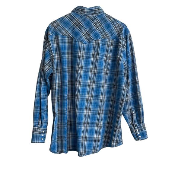 Vintage Wrangler Mens Shirt‎ Flannel Plaid Pearl Snap Cowboy Western Rodeo Ranch - Picture 3 of 9